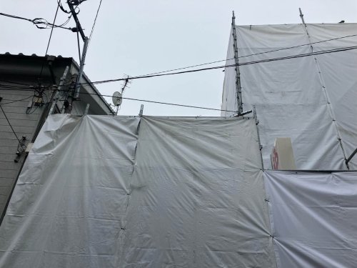 東京都墨田区立花 木造二階建て解体工事 施工事例手作業による木造二階建て外壁の石綿(アスベスト)除去工事