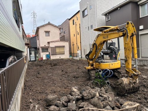 東京都江東区東砂 基礎解体工事 施工事例鉄筋コンクリート基礎解体工事後の整地